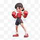 亚运会3D人物竞技比赛项目红衣女孩拳击