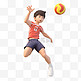 亚运会3D人物竞技比赛红上衣男子打排球