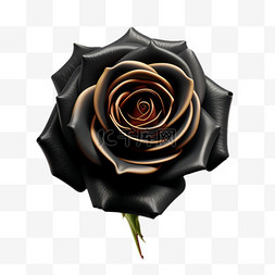 黑色玫瑰写实图片_黑色玫瑰金边真实质感写实元素装