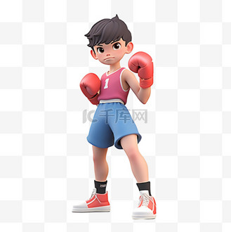 亚运会3D人物竞技比赛项目蓝色短男生拳击