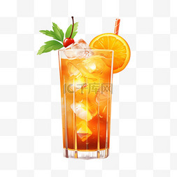 橘色几何图案图片_橘色鸡尾酒橙子写实元素装饰图案