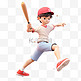 亚运会3D人物竞技比赛正在打棒球的男孩