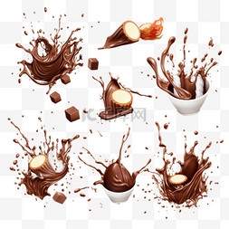 蚂蚁搬糖豆图片_巧克力套装。飞溅物、碎片和巧克