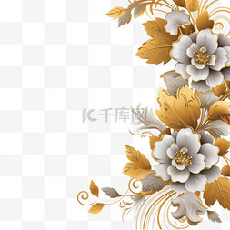 古典婚礼背景素材图片_复古花卉邀请金色横幅