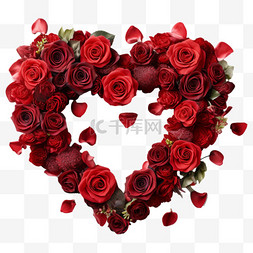 玫瑰花心形边框图片_情人节红玫瑰花心形边框