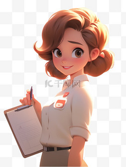 卡通3d角色图片_教师节女老师人物3D手绘