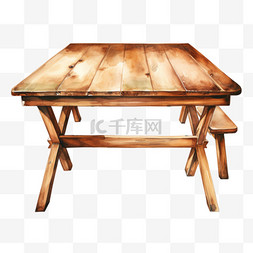 桌面图片图片_水彩正方形木桌免扣元素