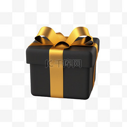 质感纯色背景图片_3d元素礼盒黑色金色