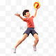 亚运会3D人物竞技比赛红衣少年打排球