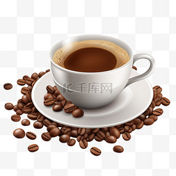 浓缩咖啡杯和咖啡豆