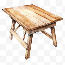 水彩简洁木桌免扣元素