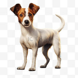 小狗黄色白色全身写实元素装饰图