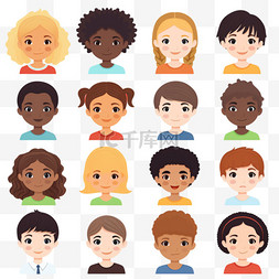 发型师外国的图片_一组儿童面孔，头像，儿童头像，