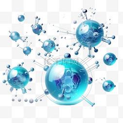 手捧泡沫图片_带有透明球体的科幻分子信息图。