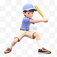 亚运会3D人物竞技比赛挥舞棒球棒的男孩