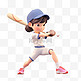 亚运会3D人物竞技比赛打棒球女生