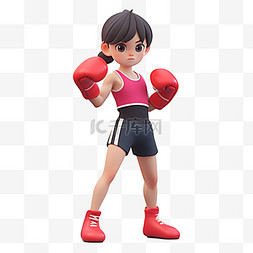 拳击比赛人物图片_亚运会3D人物竞技比赛短发红衣女