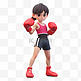 亚运会3D人物竞技比赛短发红衣女孩拳击