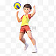 亚运会3D人物竞技比赛红黄相间服装男排球