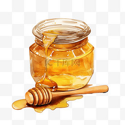 水彩玻璃蜂蜜罐免扣元素