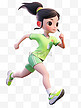 亚运会3D人物竞技比赛项目绿衣女生冲刺