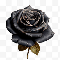 黑色玫瑰写实图片_黑色玫瑰真实露水写实元素装饰图