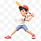亚运会3D人物竞技比赛戴红帽棒球的男孩