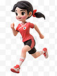 亚运会3D人物竞技比赛项目红衣女生短跑