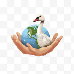 握地球图片_鹅将地球握在手中，表示对自然的