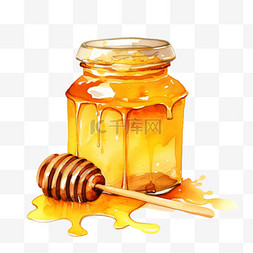 水彩美味蜂蜜罐免扣元素