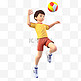 亚运会3D人物竞技比赛黄衣男子打排球