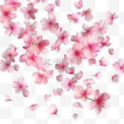 粉红色樱花飘落的花瓣矢量背景。