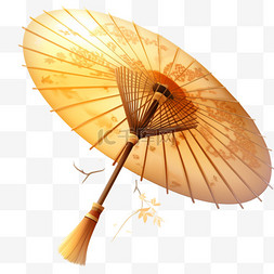 油纸伞黄色简约素材装饰图像