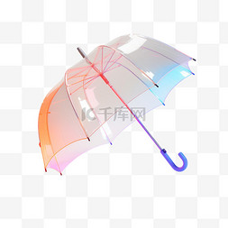 透明雨伞素材图片_透明雨伞3D可爱图标元素