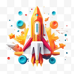 火箭图形图片_带有火箭的现代3D文本效果，用于