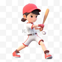 棒球少年图片_亚运会3D人物竞技比赛打棒球的少