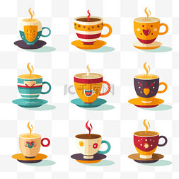 扁平饮品图片_扁平咖啡杯系列