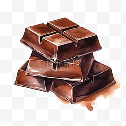 手绘巧克力块图片_水彩多块巧克力免扣元素