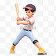 亚运会3D人物竞技比赛在打棒球的男孩