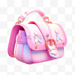 粉色可爱少女包包3D可爱图标元素
