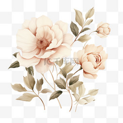 手绘白色花朵装饰图片_水彩素朴白色花朵免扣元素
