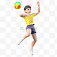 亚运会3D人物竞技比赛黄衣男生拍排球