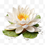 白色莲花睡莲有露珠写实元素装饰图案