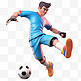 亚运会3D人物竞技比赛黑发少年踢足球