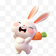 卡通可爱兔子吃胡萝卜3d元素