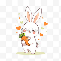 可爱兔子胡萝卜手绘元素