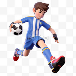 踢足球立体图片_亚运会3D人物竞技比赛男生踢足球