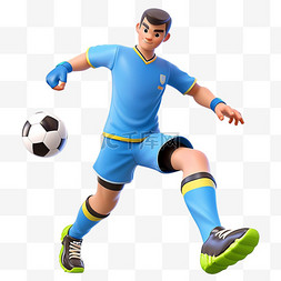 足球人物图片_亚运会3D人物竞技比赛蓝衣的男子
