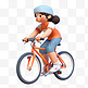 亚运会3D人物竞技比赛橙衣少女骑单车