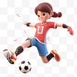足球转动图片_亚运会3D人物竞技比赛红衣女子踢